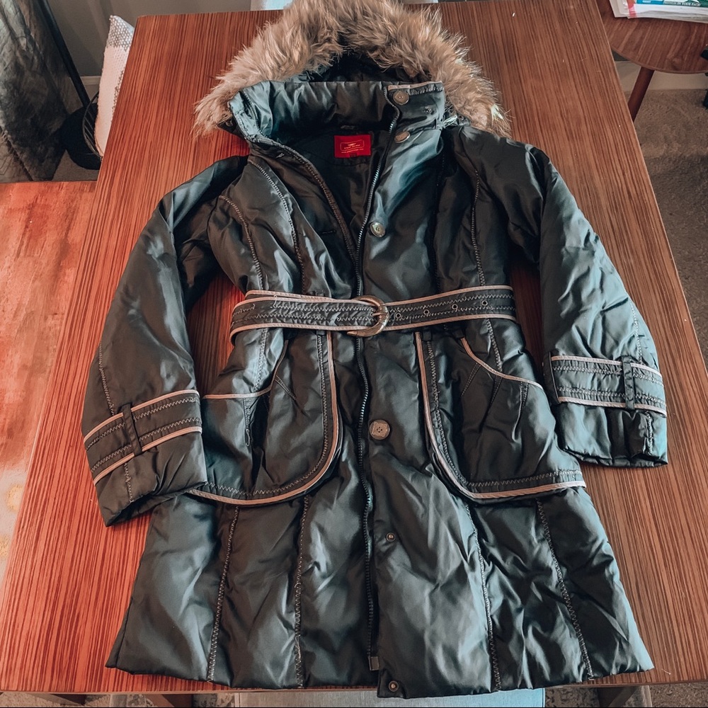 ✨ Warm Winter Down Coat, Real Fur Trim, Black, S